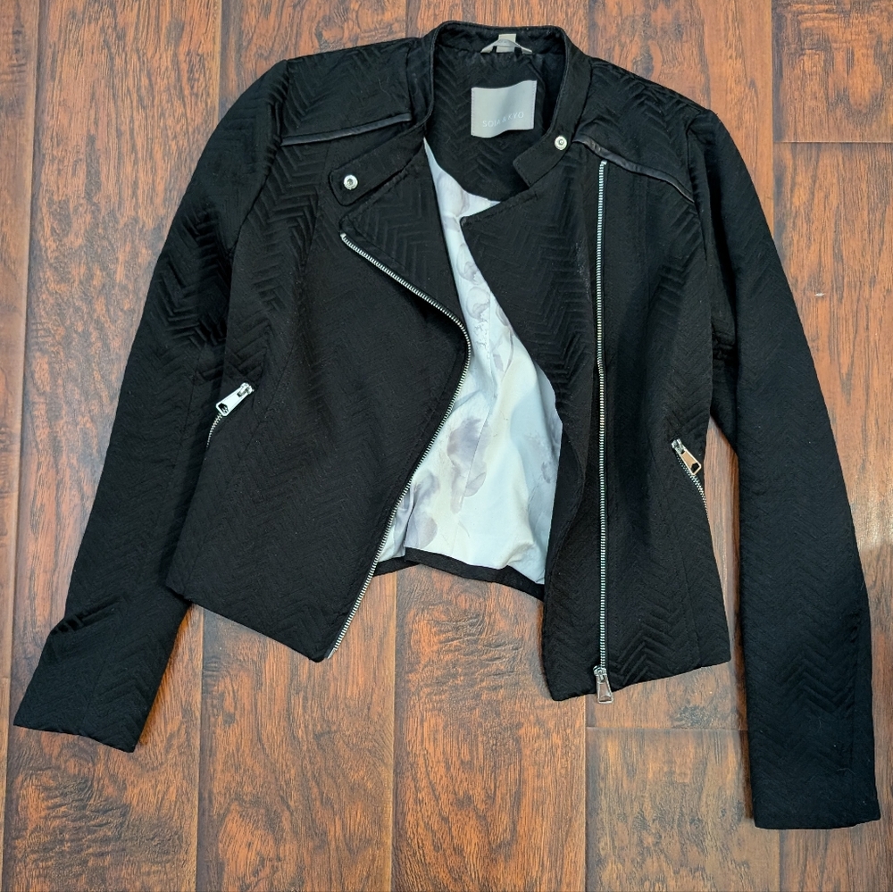 Patterned Cloth Biker Jacket - Picture 2 of 6